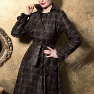 Collectif Dietrich plaid trench coat